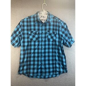 Cactus Man. ..Dress shirt with navy blue  Tartan Blue‎ XL